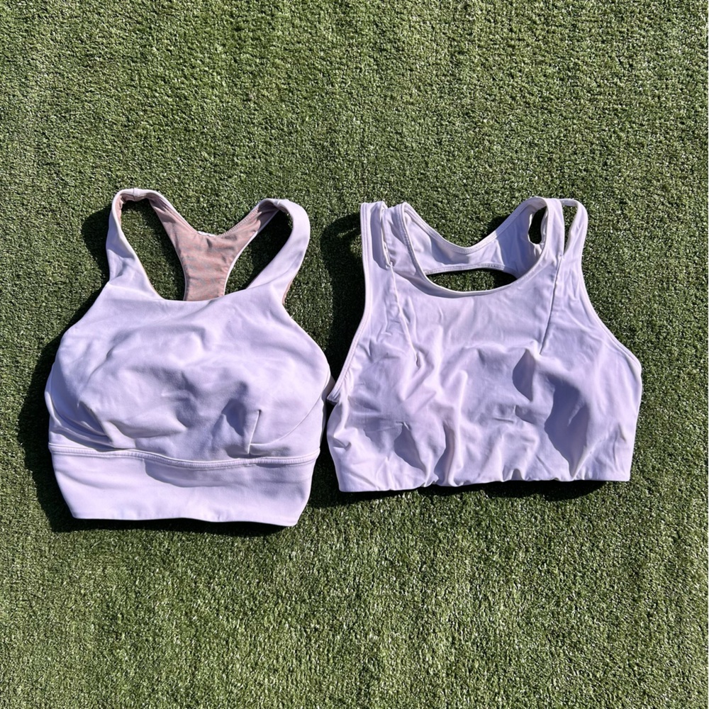 2 white lululemon sports bras size 8b/c